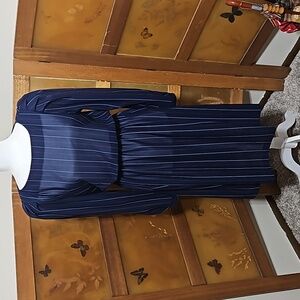 Vintage 80's Navy Blue Pin Stripe Dress